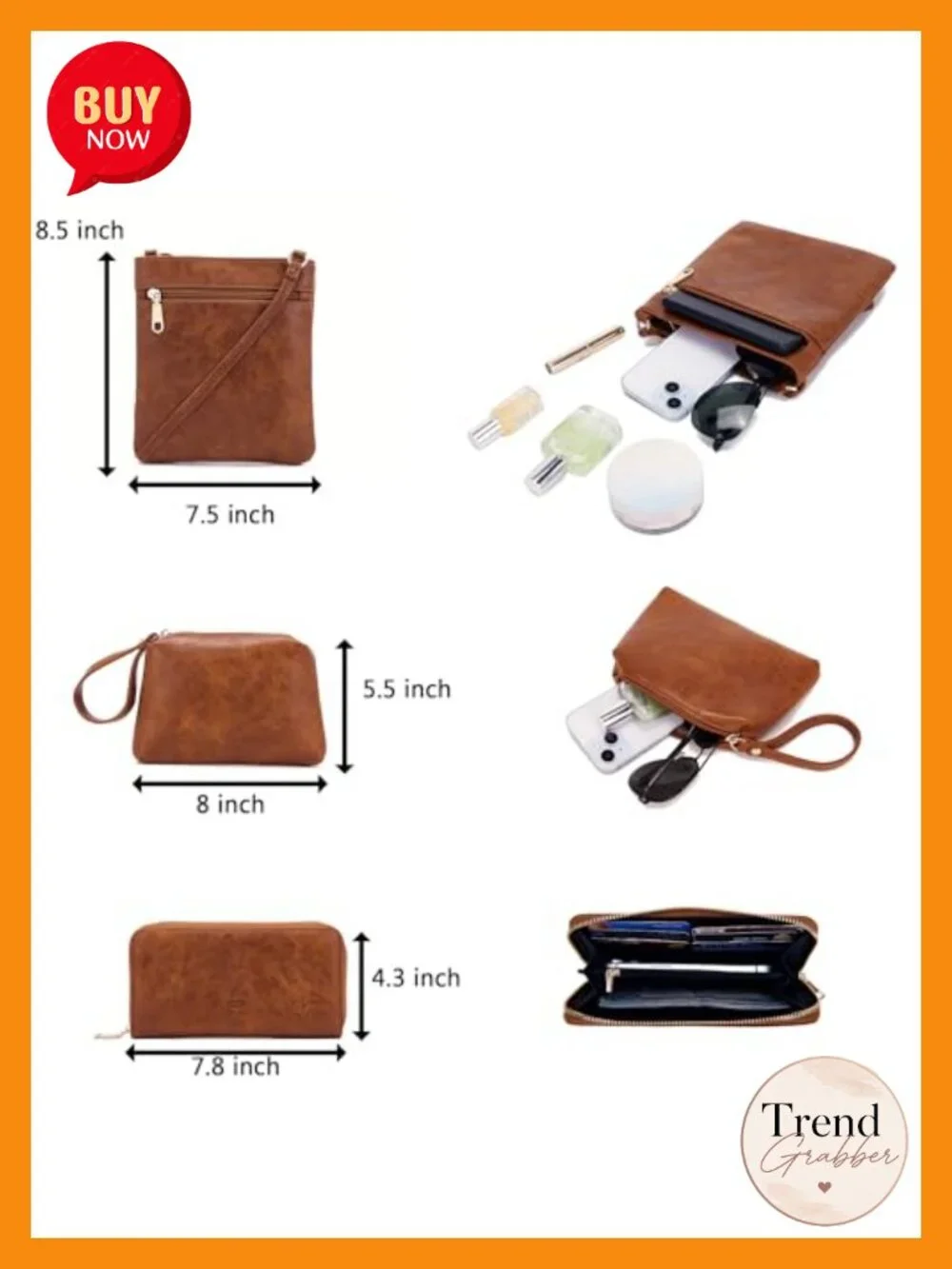 4 Piece Hobo Handbag Set with Crossbody Bag Wallet Coin Purse Faux Leather